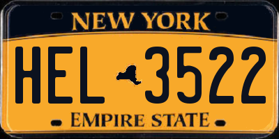 NY license plate HEL3522