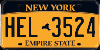 NY license plate HEL3524