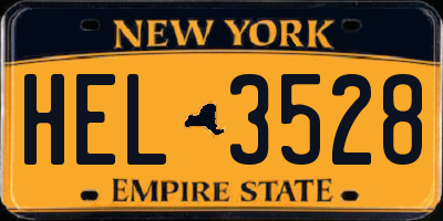 NY license plate HEL3528