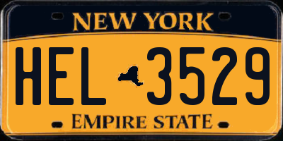 NY license plate HEL3529