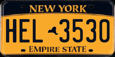 NY license plate HEL3530