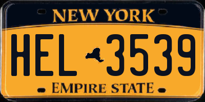NY license plate HEL3539