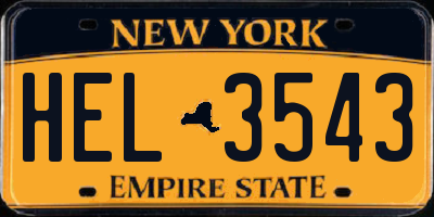 NY license plate HEL3543