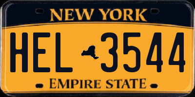 NY license plate HEL3544