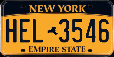 NY license plate HEL3546