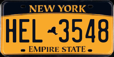 NY license plate HEL3548