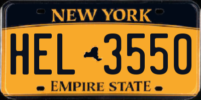 NY license plate HEL3550