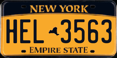 NY license plate HEL3563