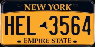 NY license plate HEL3564