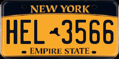 NY license plate HEL3566