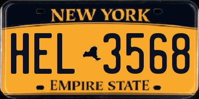 NY license plate HEL3568