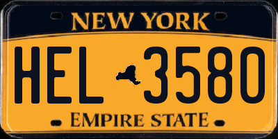 NY license plate HEL3580