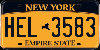 NY license plate HEL3583