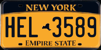 NY license plate HEL3589