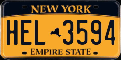 NY license plate HEL3594