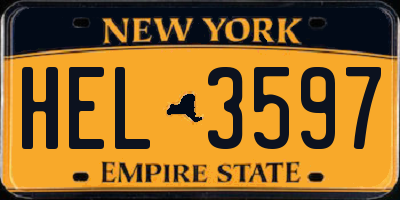 NY license plate HEL3597