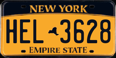 NY license plate HEL3628