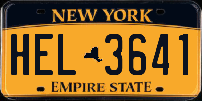 NY license plate HEL3641