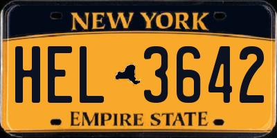 NY license plate HEL3642