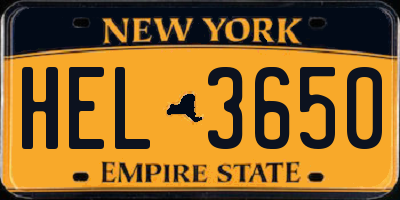 NY license plate HEL3650