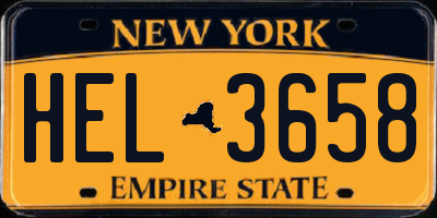 NY license plate HEL3658
