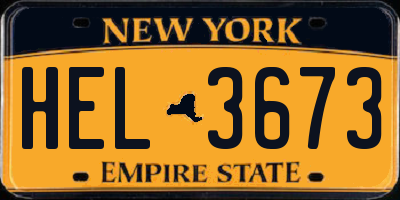 NY license plate HEL3673