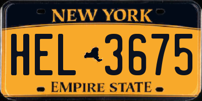 NY license plate HEL3675