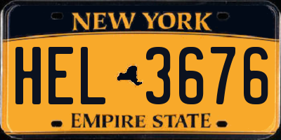 NY license plate HEL3676