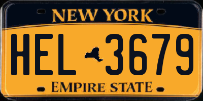 NY license plate HEL3679