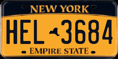 NY license plate HEL3684