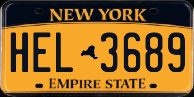 NY license plate HEL3689