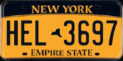 NY license plate HEL3697