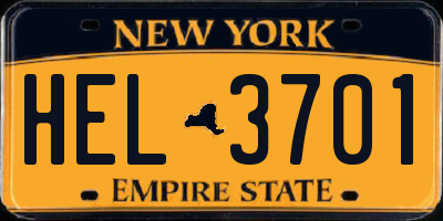 NY license plate HEL3701