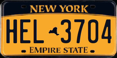 NY license plate HEL3704