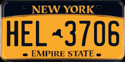 NY license plate HEL3706