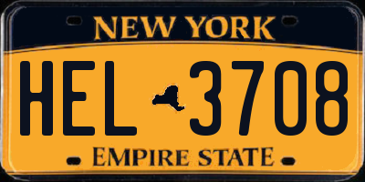 NY license plate HEL3708