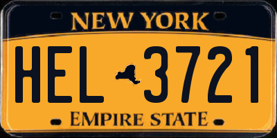 NY license plate HEL3721