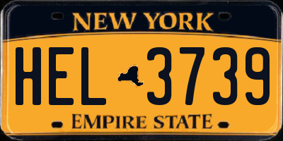 NY license plate HEL3739