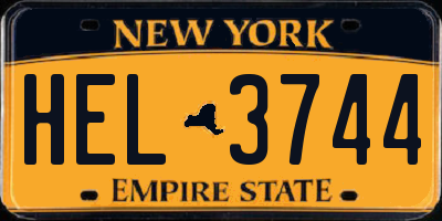 NY license plate HEL3744