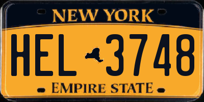 NY license plate HEL3748