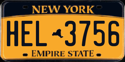 NY license plate HEL3756