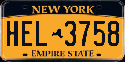 NY license plate HEL3758