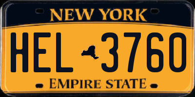 NY license plate HEL3760