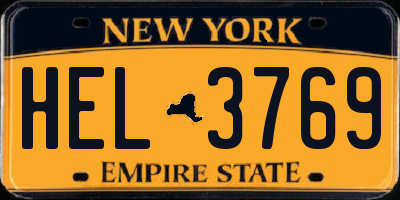 NY license plate HEL3769