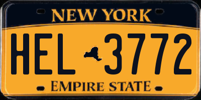 NY license plate HEL3772