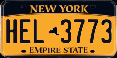 NY license plate HEL3773