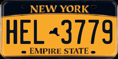 NY license plate HEL3779
