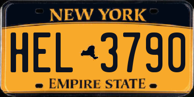 NY license plate HEL3790