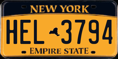 NY license plate HEL3794