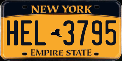NY license plate HEL3795
